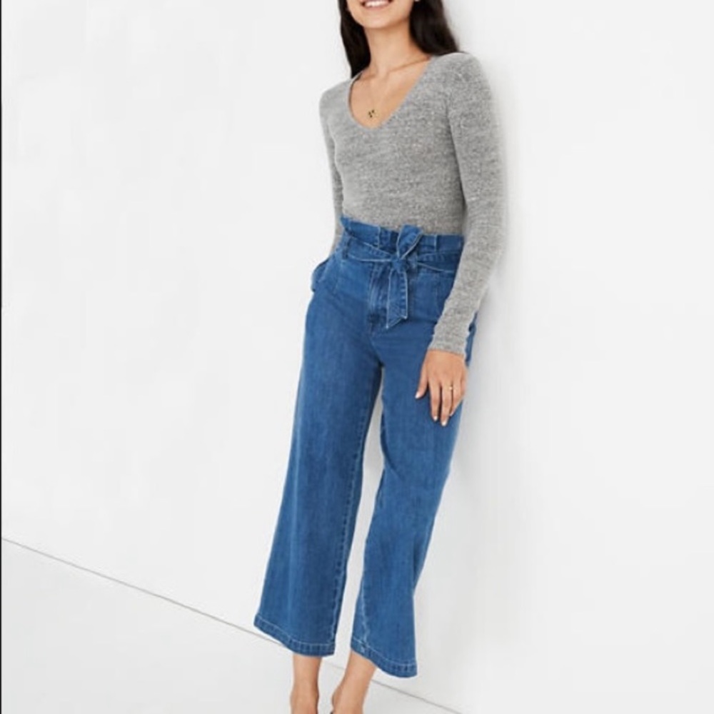 Madewell Blue Paperbag Waist Wide-Leg Jeans